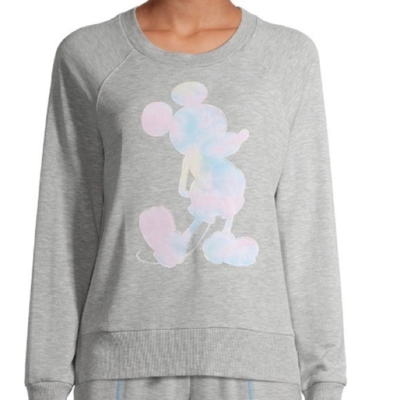 Disney Mickey tie-dye silhouette Graphic long sleeve crewneck Pullover New w Tag - Picture 1 of 3
